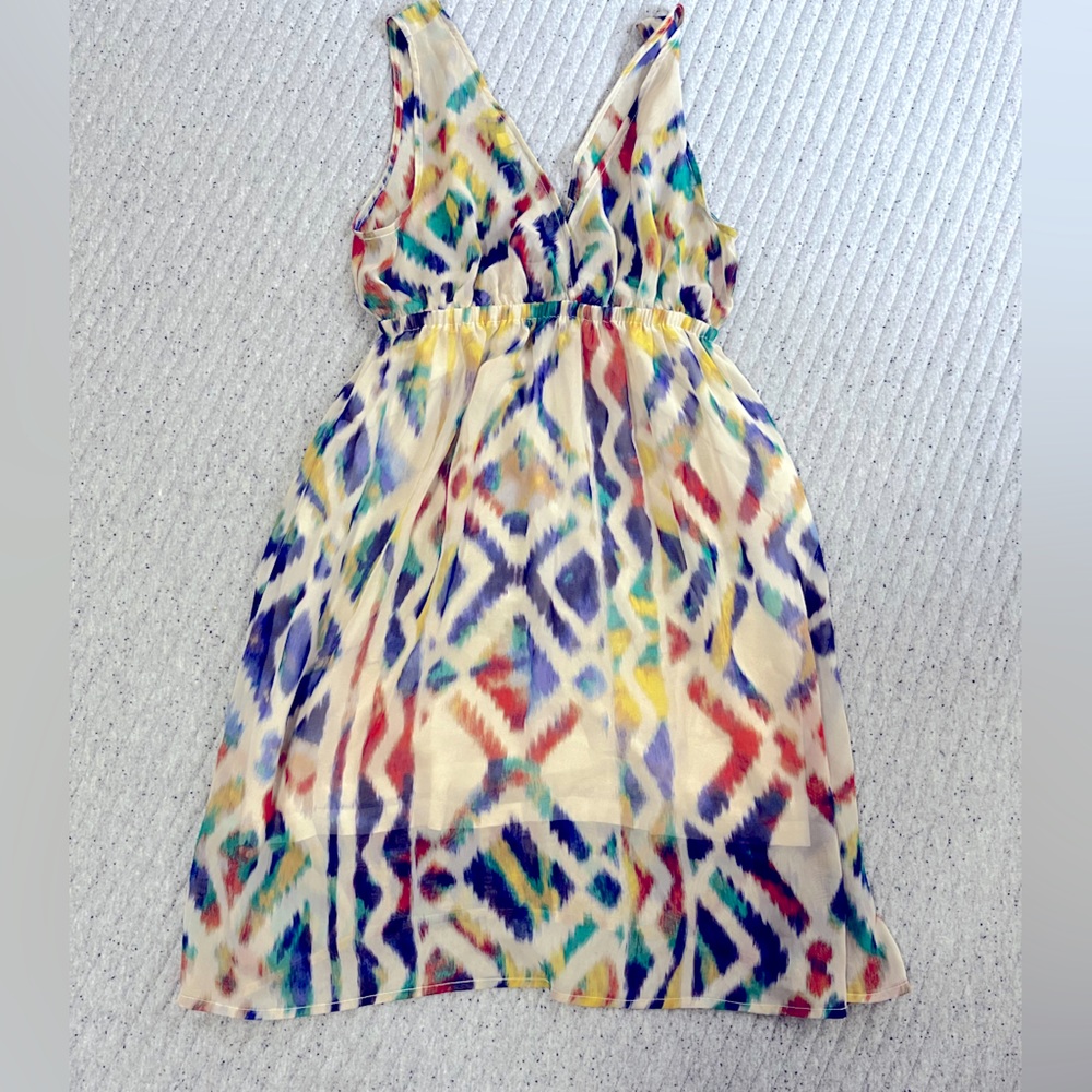 Hot and Delicious Boutique Batik Pattern on Stone colored Dress Small